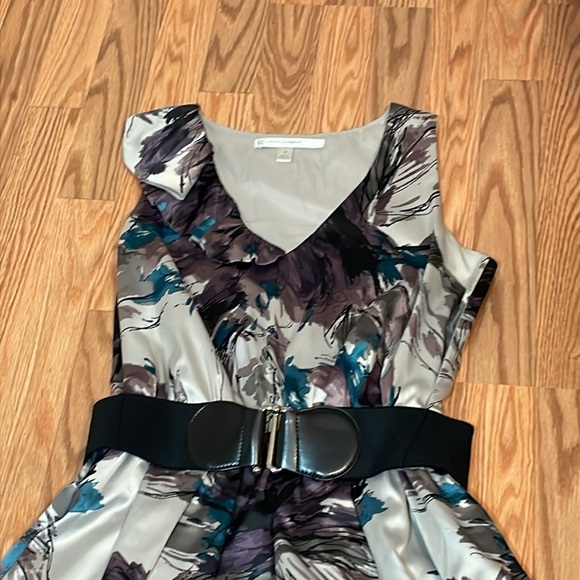 Lauren Conrad Belted Satin Print Fit n Flare Dress, 8 - Picture 6 of 10